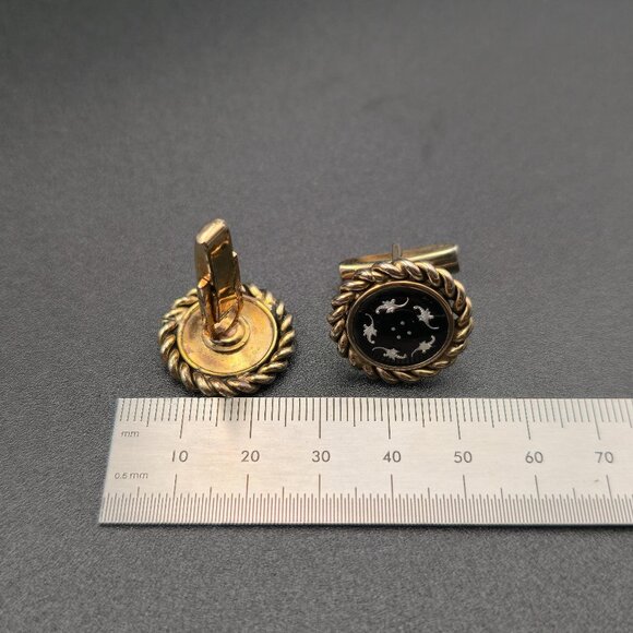 French Leaf Motif Nature Renewal Tarnished Men's Cuff Links A6340 - Picture 6 of 7